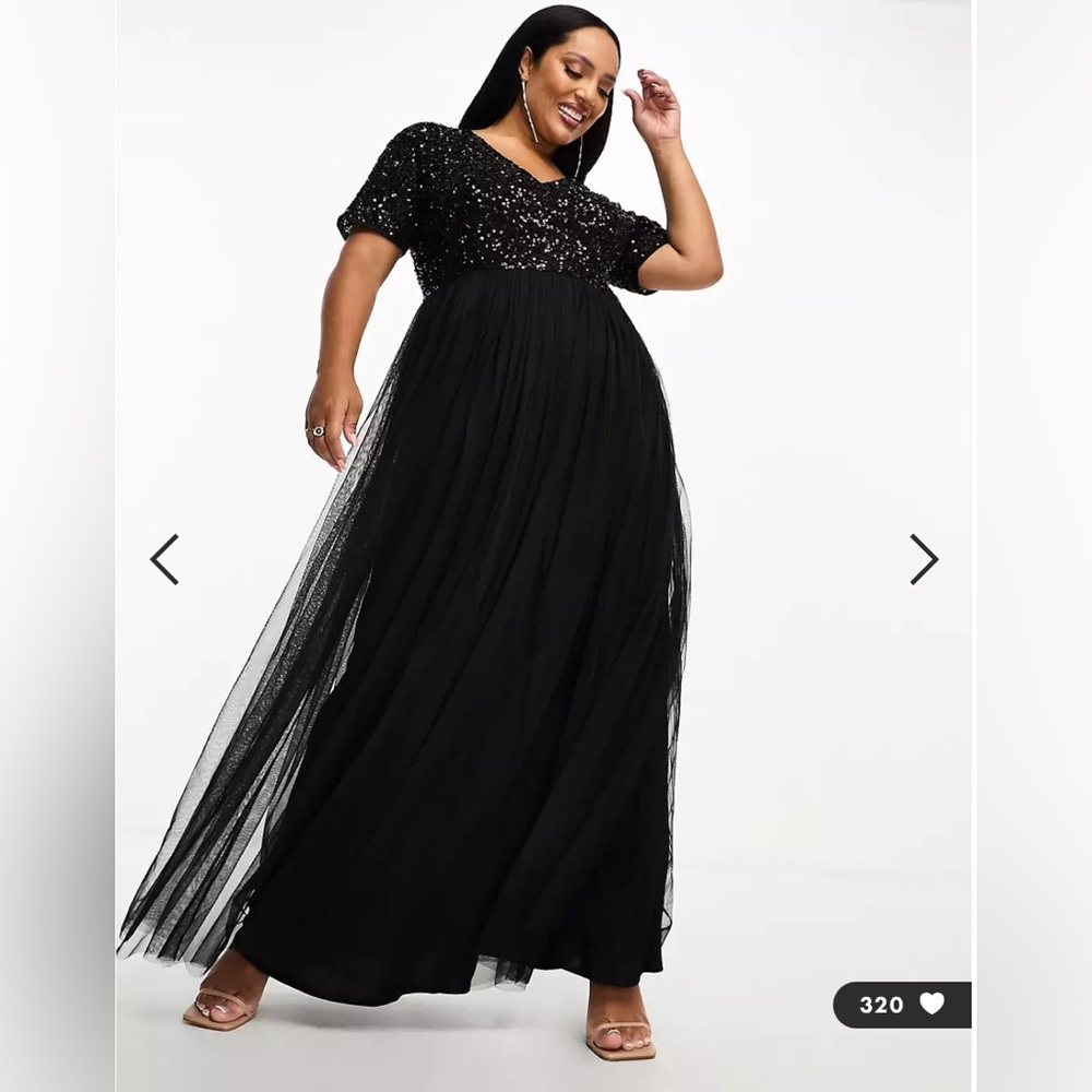 Maya Plus Bridesmaid Maxi Tulle Sequin Dress — NWT!